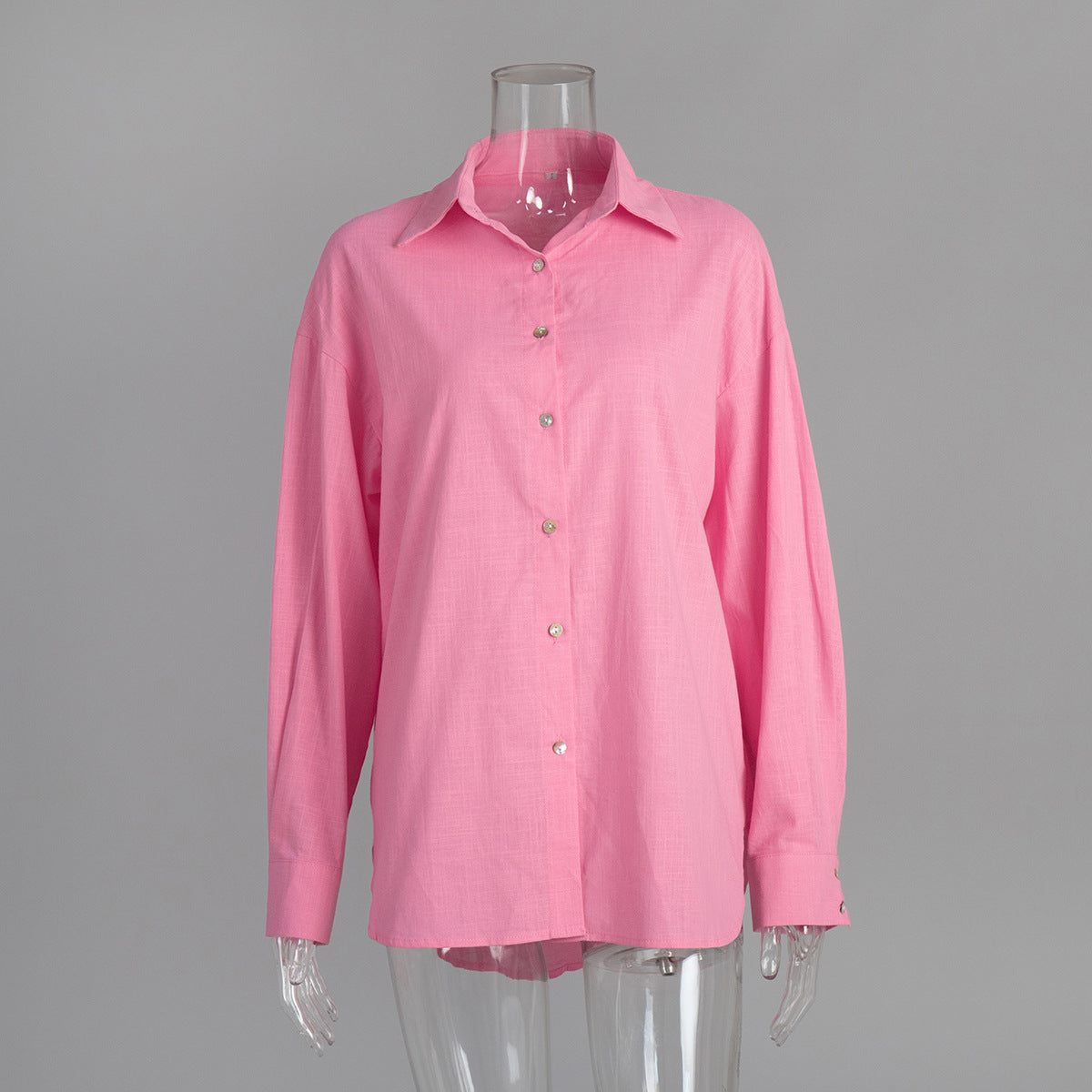 Trendy Casual Cotton Shirt Solid Color Relaxed Fit