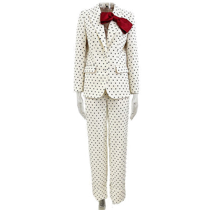 Polka Dot Blazer Jacket Pants Set