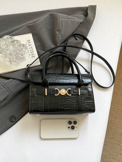 Retro Croc-Embossed Shoulder Bag Stylish Casual Tote