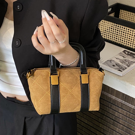 Retro Suede Handbag for Women Stylish Casual Tote Bag