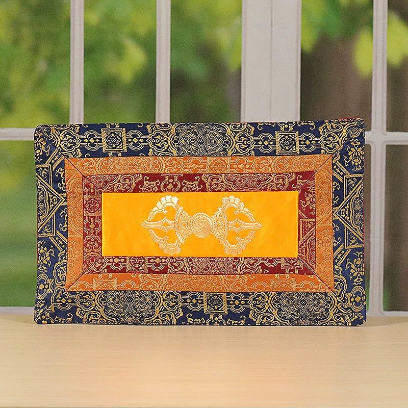 Ethnic Style Ornament King Kong Bell Pestle Cushion Auspicious Pattern Embroidery Tibetan Double-Layer Home Craft Cloth Mat