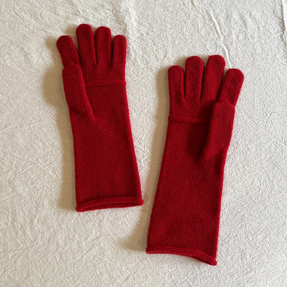 Solid Color Long Wool Knit Gloves