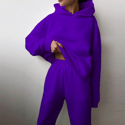 Hooded Sweatshirt And Long Pants Set Casual All-Season Outfit
