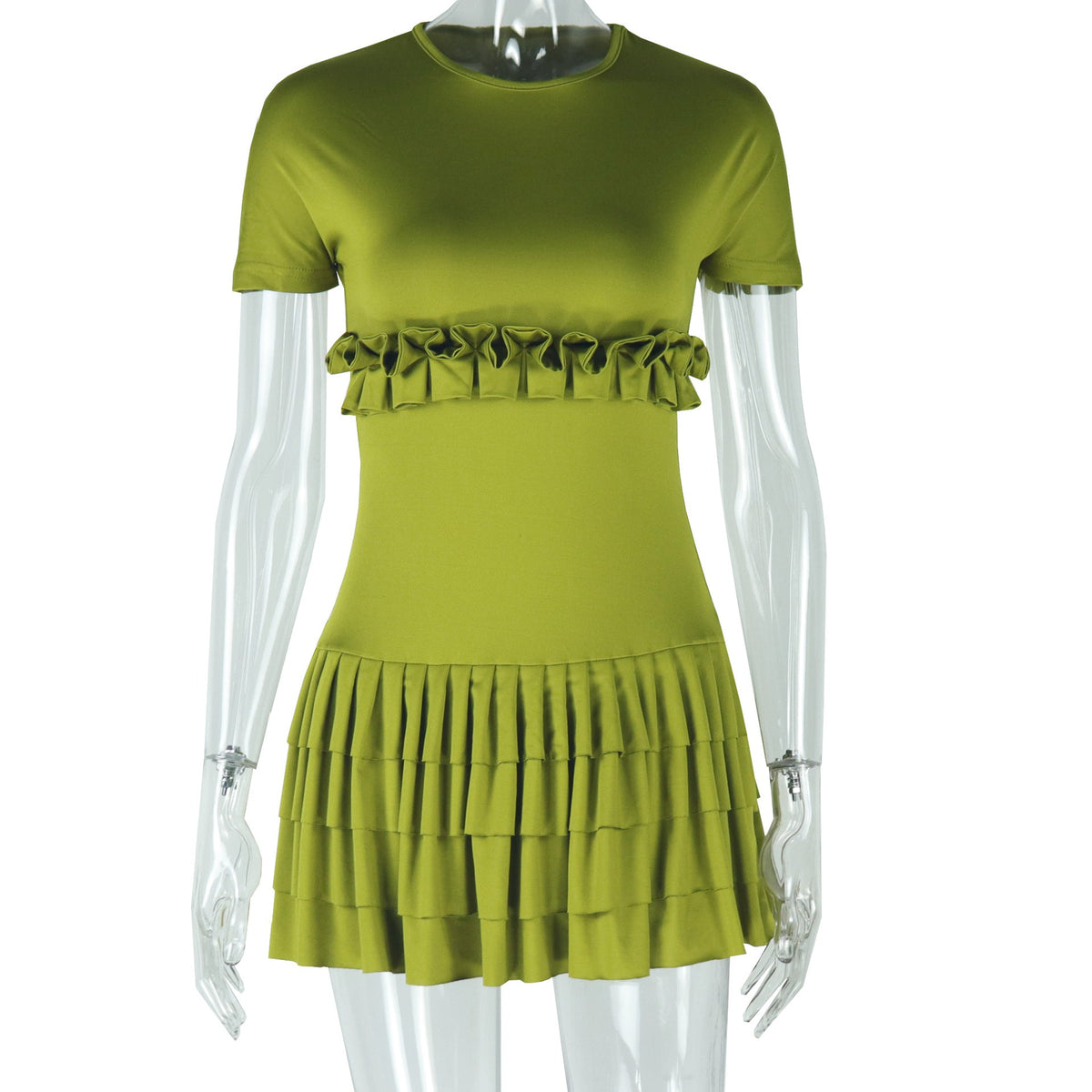 Chic Solid Color Pleated Dress For Women