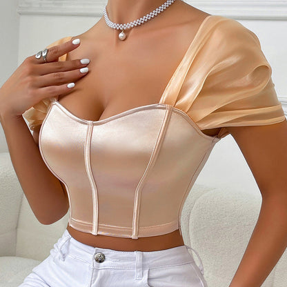 Elegant Shoulderless Satin Crop Top For All Occasions