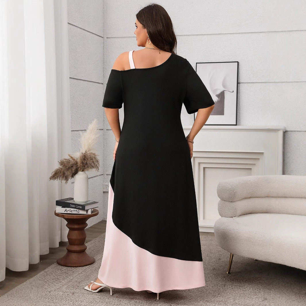 Womenâs A-Line Solid Color Spliced Midi Dress