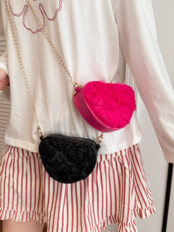 Trendy Heart-Shaped Lace Flower Crossbody Bag