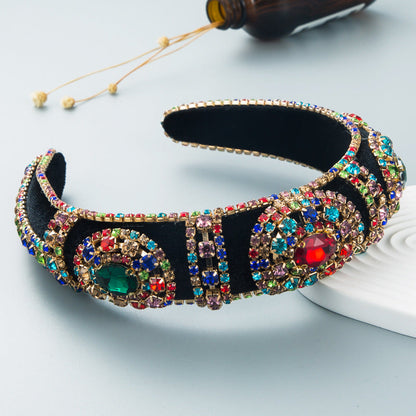 Fashionable Velvet Wide Headband With Rhinestones