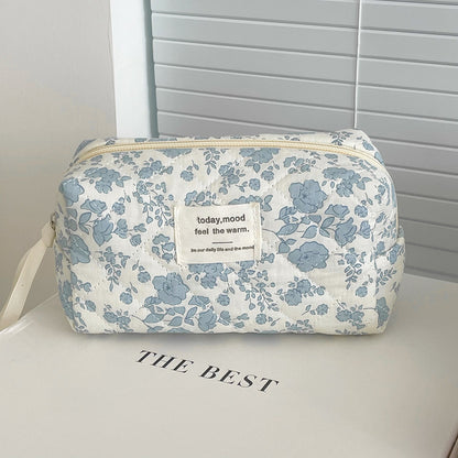 Blue Begonia Floral Makeup Bag Travel Pouch