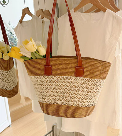 Women's Summer Straw Tote Bag Large Capacity Woven Shoulder Bag