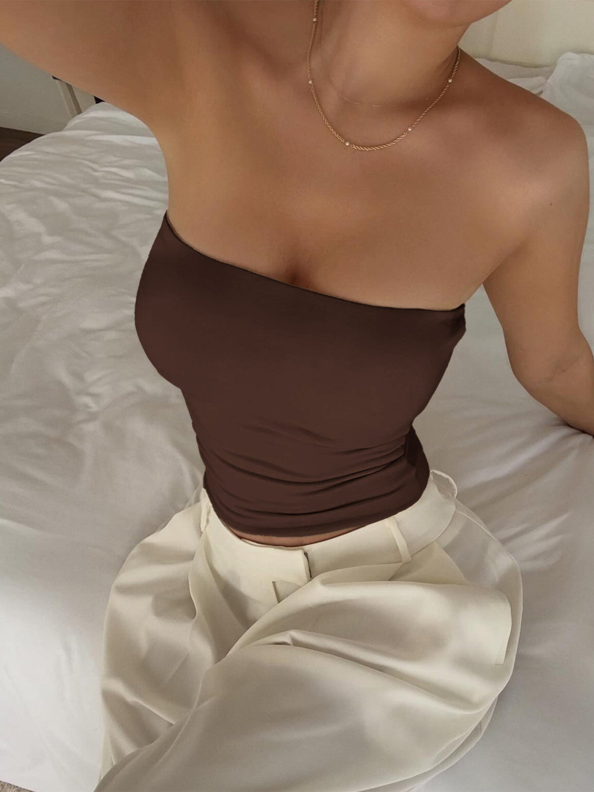 Sexy Solid Color Backless Knit Crop Top