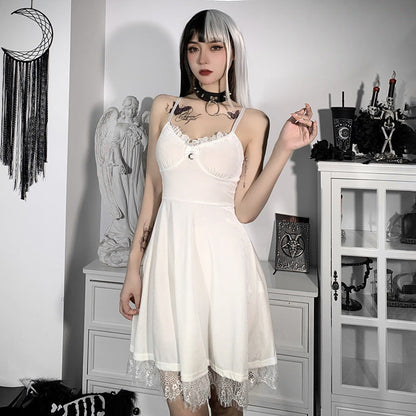 Sexy Suspender Dress Women'S Chest And Backless Lace Stitching New Short Dress