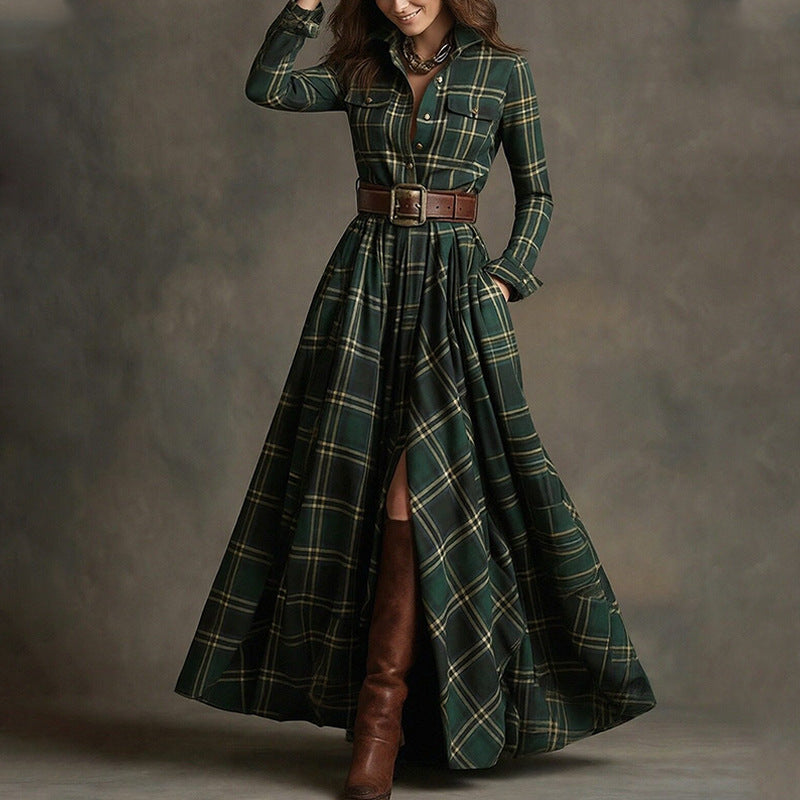 French Elegant A-Line Dress with Vintage Design