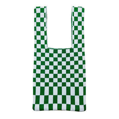20+ Colorful Plaid Color Block Knit Handbag