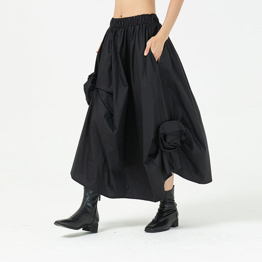 The Three-Dimensional Flower Bud Skirt Shows A Thin Floral Decorative Skirt, And The Design Is Irregular Skirt