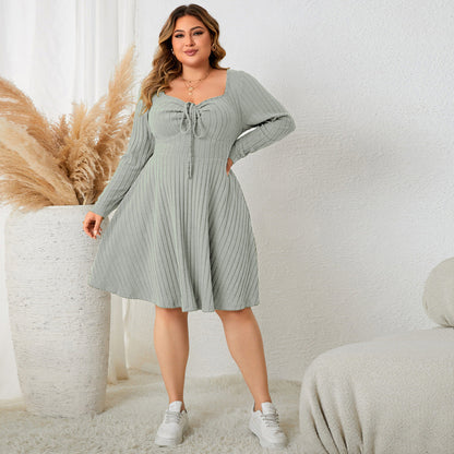 Plus Size Floral Print Elegant Long Sleeve Dress
