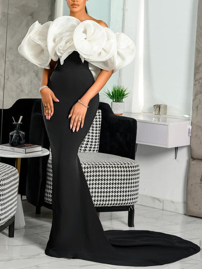 Black High Waist Wrap Dress Elegant Commute Style
