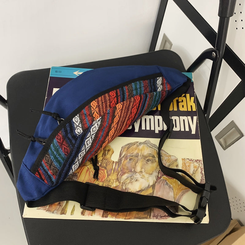 Women'S Crossbody Bag, Waist Bag, Ethnic Style Canvas Chest Bag Casual Shoulder Bag