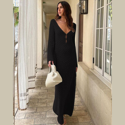 Summer New Beach Skirt Women'S Solid Color Sexy Knitted Hollow Beach Bikini Swimwear Cover Up Sun Protection Clothing