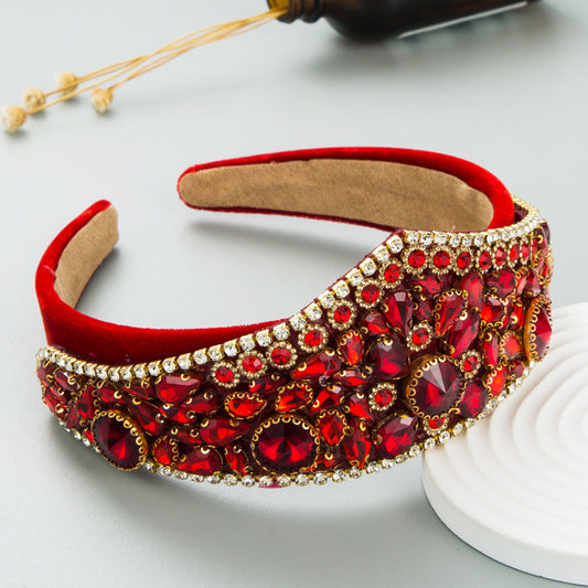 Baroque Style Wide Headband with Crystal Accents