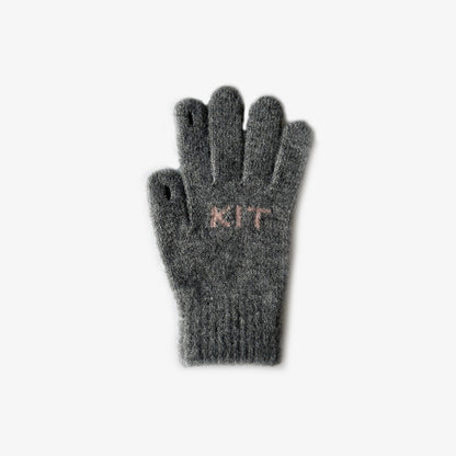 Letter Jacquard Color Block Knit Gloves