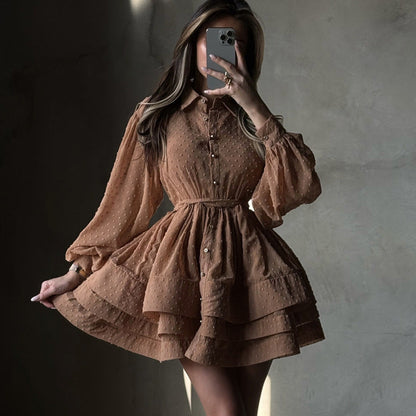 French Style Short A-Line Dress With Collar