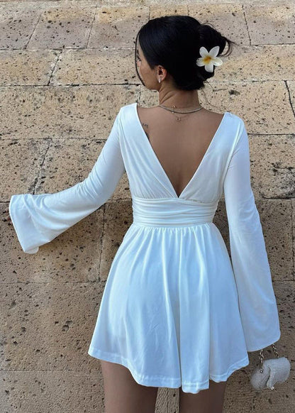 Long Sleeve Wrap Mini Dress Soft Breathable Fabric