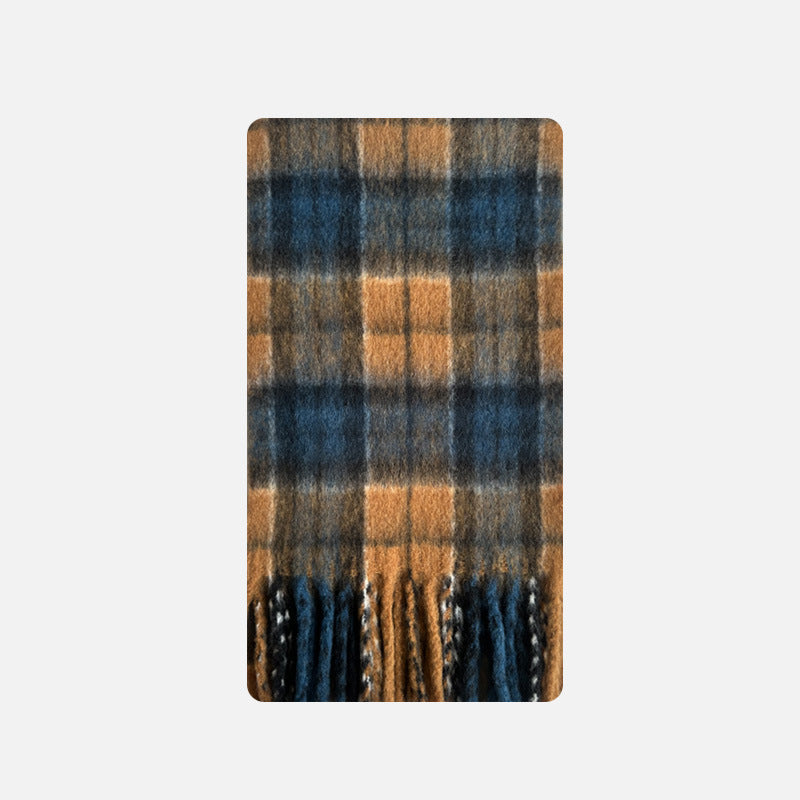 Soft Winter Color Contrast Plaid Warm Scarf