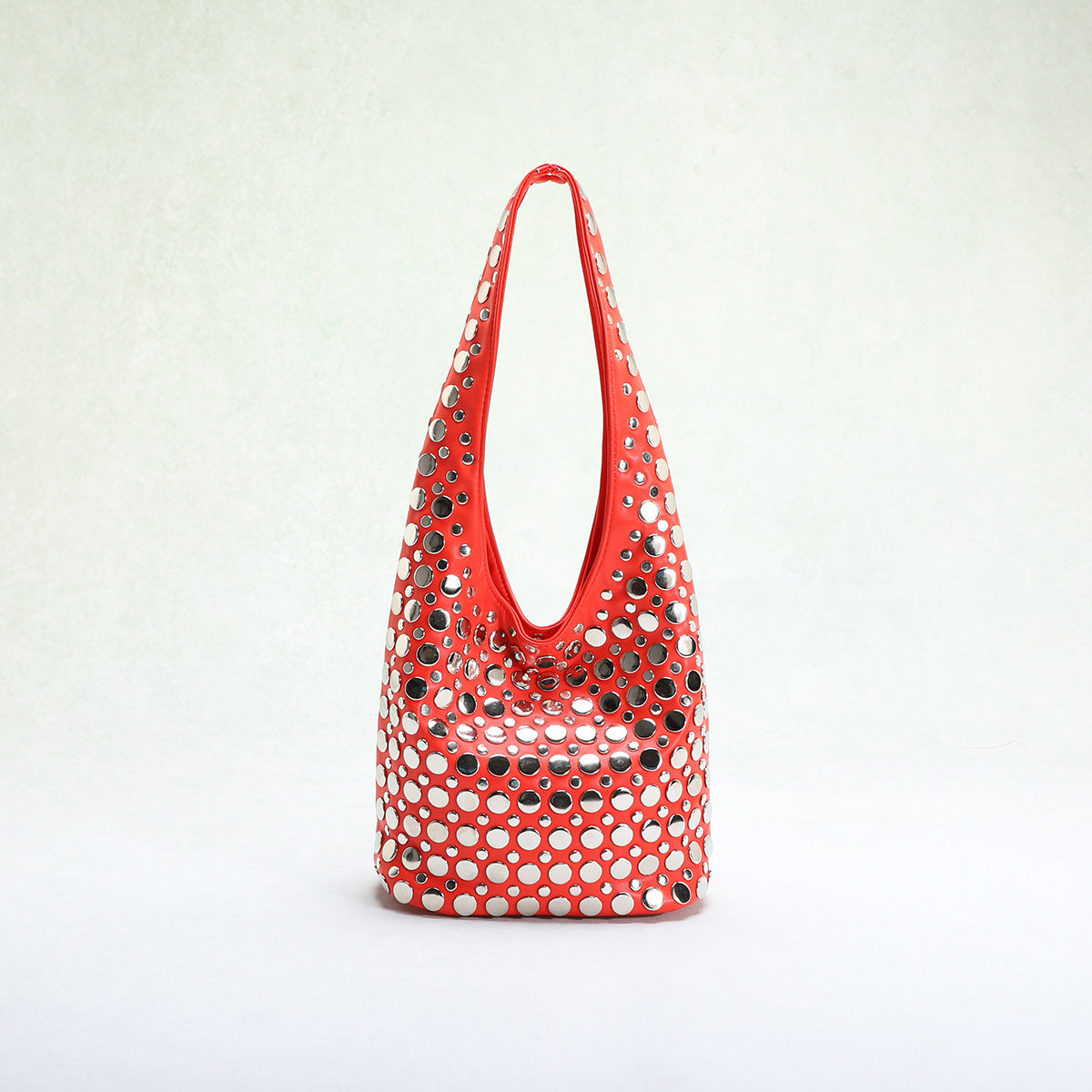 Punk Style Rivet-Embellished Bucket Bag for Women