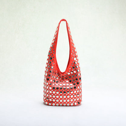 Punk Style Rivet-Embellished Bucket Bag for Women