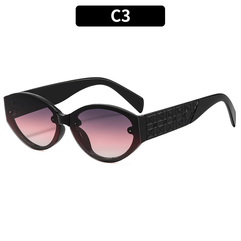 Retro Cat Eye Oval Sunglasses Stylish Outdoor UV Protection