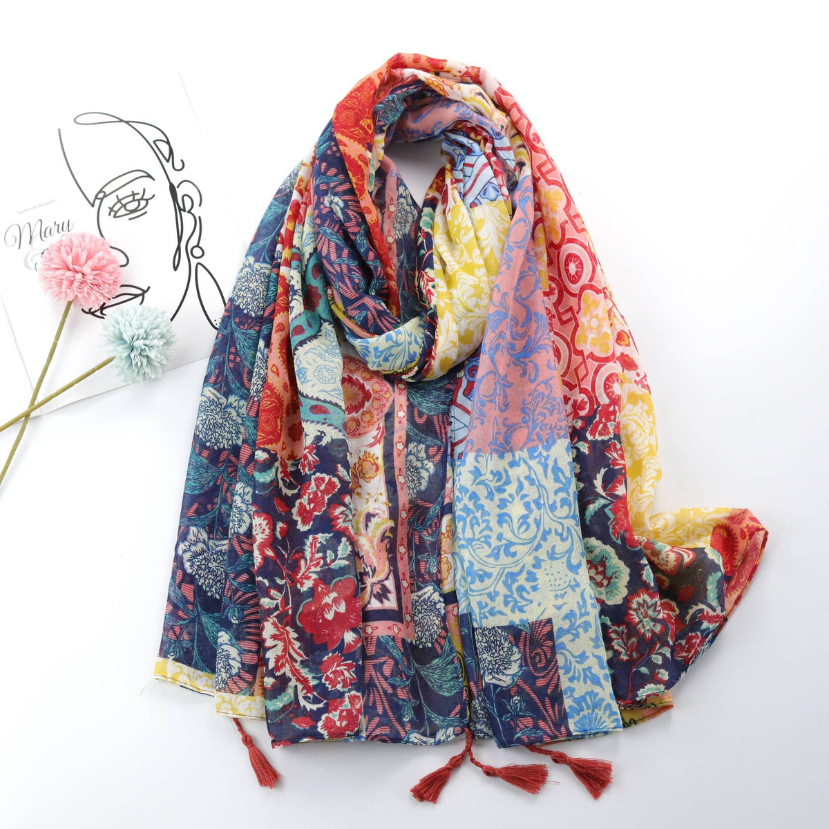 Spring And Summer Ethnic Print Encrypted Bali Yarn Cotton Soft Yarn Towel Ladies Travel Sunscreen Towel