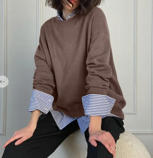 Simple Soft Solid Color Ribbed Knit Top