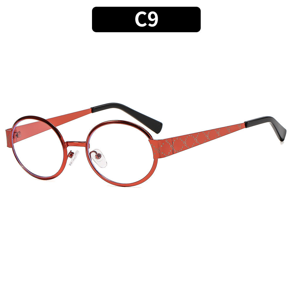 Trendy Metal Oval Sunglasses Stylish UV400 Protection