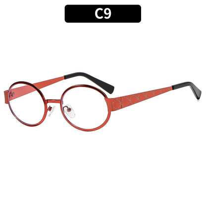 Trendy Metal Oval Sunglasses Stylish UV400 Protection