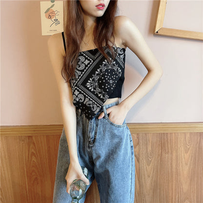Cashew Flower Irregular Camisole Female Wearing Beauty Back Bottom Inside With Chest Pad Top Underwear Woman