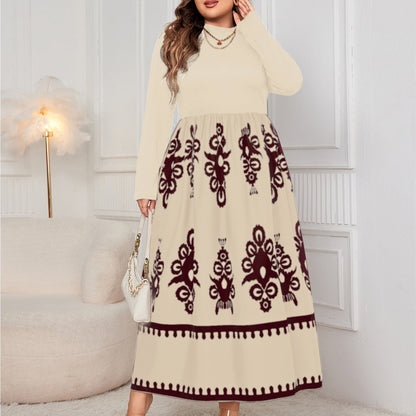 High-Waisted Floral Maxi Dress Polyester Elegant Casual Dress