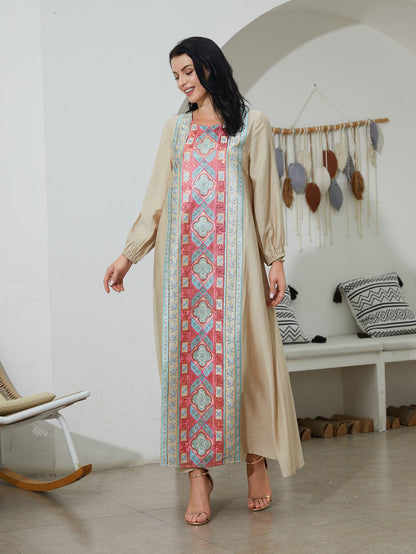 Embroidered Sequin Long Dress Elegant Muslim Gown