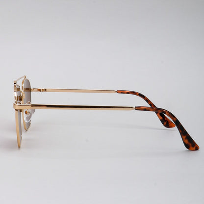 Vintage Double Bridge Square Metal Sunglasses
