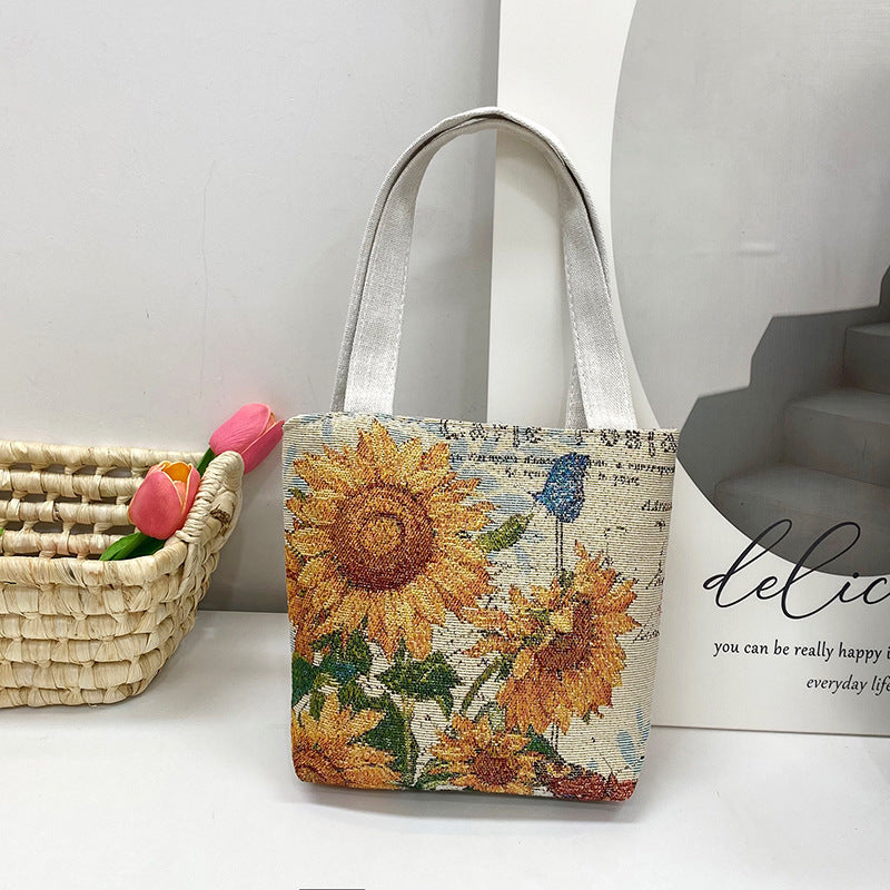 Ethnic Style Elephant Embroidered Canvas Tote Bag for Everyday Use