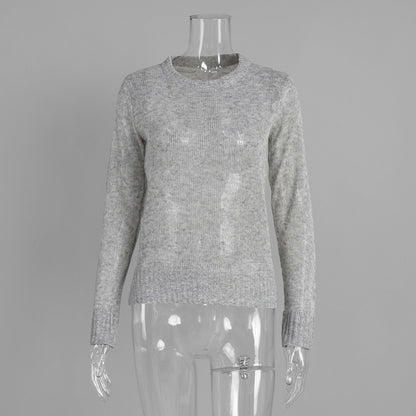 Comfortable Knit Crew Neck Sweater for Women