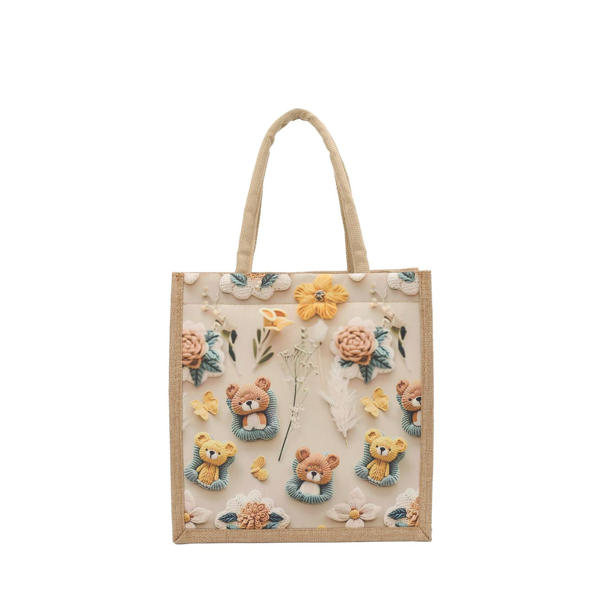Stylish 3D Patterned Linen Tote Bag for Women