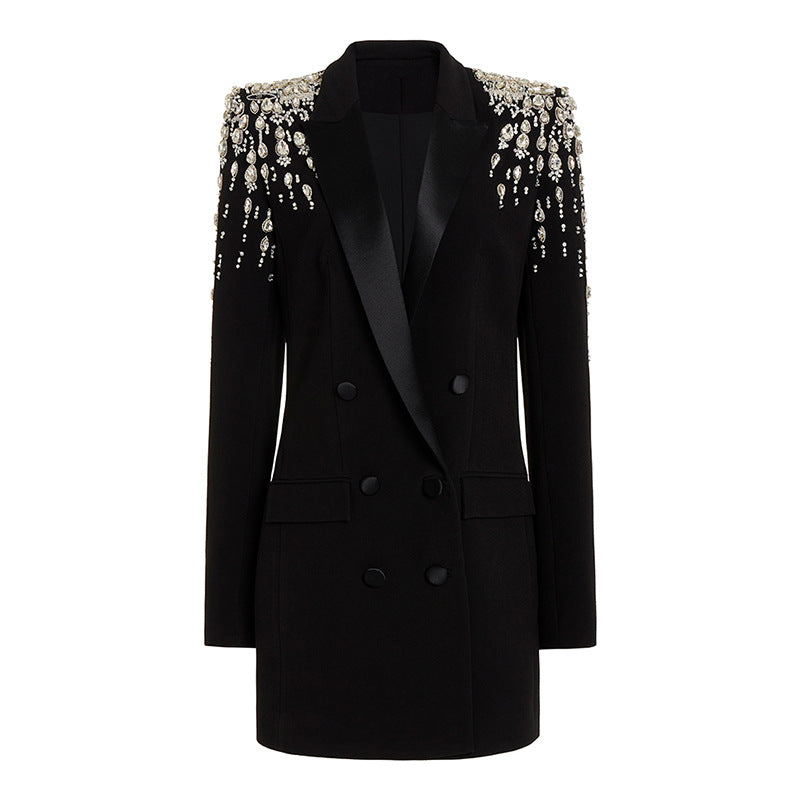Fashionable Handmade Beaded Long Blazer