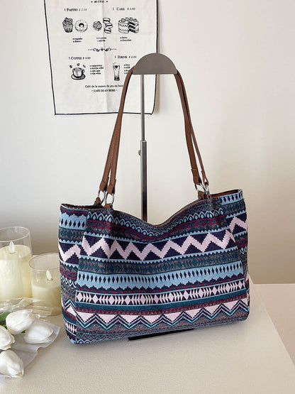 Trendy Ethnic Style Large Capacity Canvas Tote Bag
