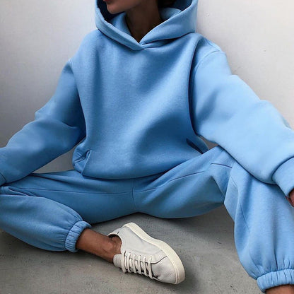 Hooded Sweatshirt And Long Pants Set Casual All-Season Outfit