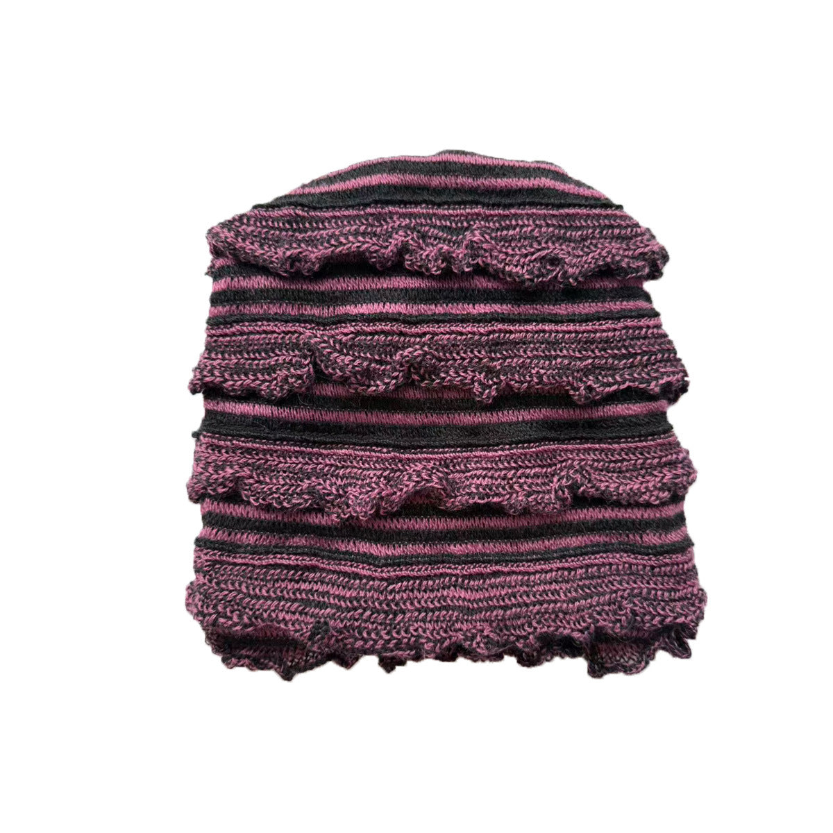 Striped Knitted Wool Blend Beanie Hat for Women