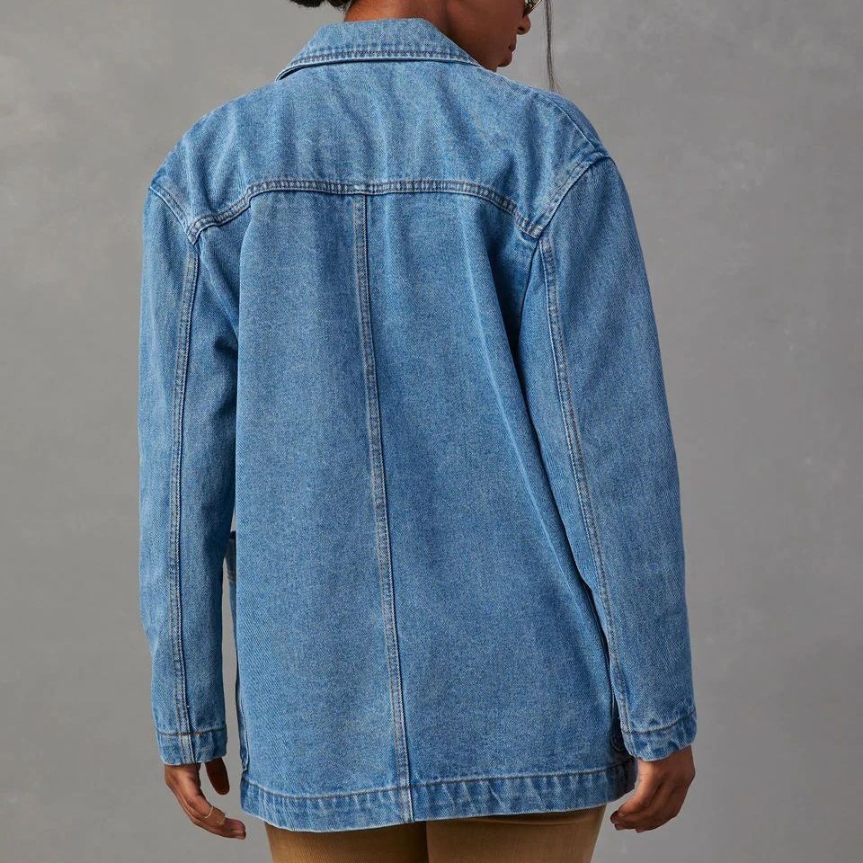 Casual Blue Denim Blazer for Women