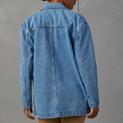 Casual Blue Denim Blazer for Women