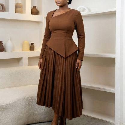 Elegant Off-Shoulder High-Waisted Midi Dress