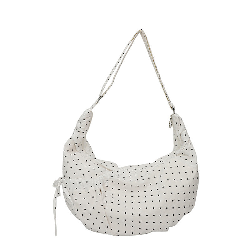 Casual Dotted Doughnut Bag Soft Canvas Shoulder Bag